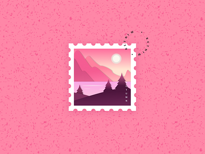 Stamp Illustration (Autumn) autumn branding design dribbble figma illustration logo minimal moon nature pink simple stamp sun ui ux vector