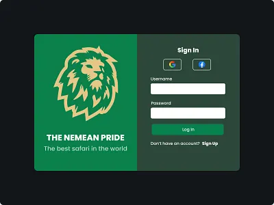 Daily UI - Sign Up dailyui design lion safari sign up page ui wildlife