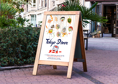 Tokyo Diner advertise branding design food graphic design japanese london menu minimal minimalism poster print restaurant sashimi sushi tokyo vector
