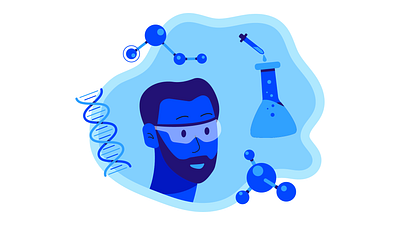 The Scientist 2d animation character design flat gif illustration logo motion motion graphic scientist the scientist ui