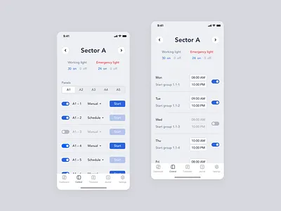 Stadium light control system mobile App UX UI Design app color design graphic design graphicdesign iphone mobile stadium ui uiux ux uxui