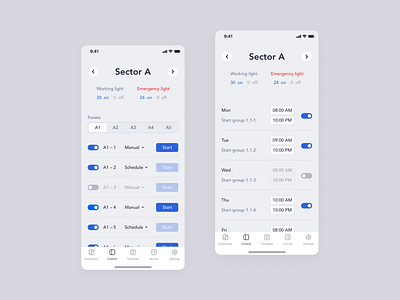 Stadium light control system mobile App UX UI Design app color design graphic design graphicdesign iphone mobile stadium ui uiux ux uxui