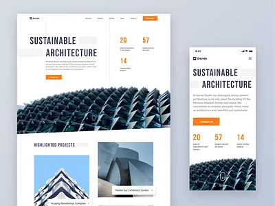 Architectural Studio Landing Page architect building clean design editoral gradient minimal studio ui ux website white space