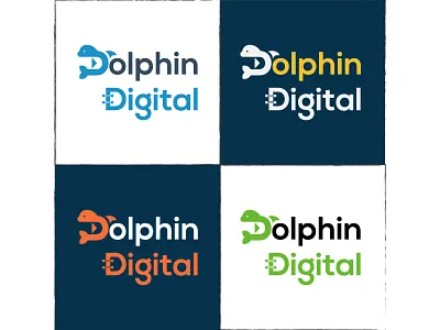 Logo Dolphin Digital black blue branding clean creative design digital logo dolphin digital dolphin logo graphic design green illustrator logo red vector yellow