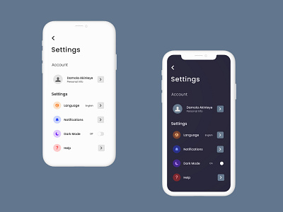 Daily UI Challenge 007 : Mobile Settings app branding design icon illustration logo typography ui ux vector