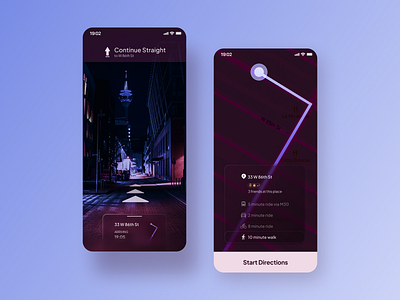 AR/VR Navigation App app ar augmented reality best shot clean ui directions figma futuristic glassmorphism map mobile navigation app technology ui uxui virtual reality vr