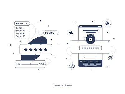 Illustration system for Warm Intros ✨ access filter illustration system kapustin linear lock outline password score unlock