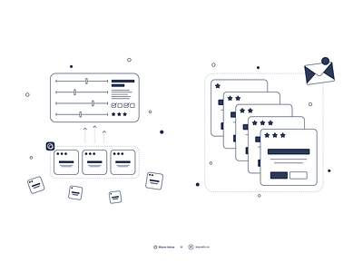 Illustration system for Warm Intros ✨ access app design filter illustration illustration system kapustin linear mail outline score set ui ux vector web