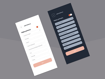 Light/Dark theme for shipping app address clean dark mode light mode minimal shipping ui uiux
