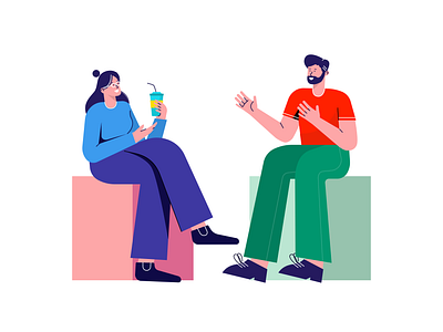 Free Lifestyle Illustrations 🍕🍦🍹 boy characters colorful conversation design dialog flat free girl guy illustration kapustin man resources set vector woman