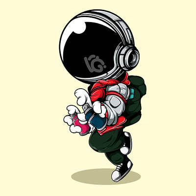 SPRAY THE SPACE art astronaut character design doodle graffiti graphic design illustration logo mascot space symbol vector