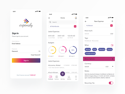 Expensly || USER INTERFACE DESIGN || App Design animation branding design graphic design illustration mobile motion graphics typography ui ux website