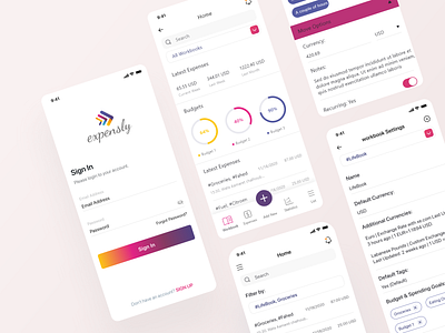 Expensly || App Design animation branding design illustration mobile typography ui ux vector website