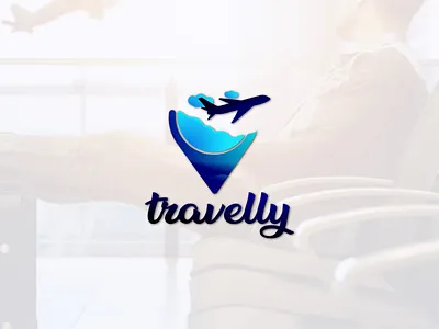 Tavelly agency airplane branding clean creative design flight gradient graphic design icon illustration logo minimal simple tour travel trip ui unique vector