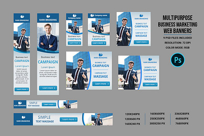 Multipurpose Business Web Banner advertising banners blog board clean minimal multipurpose business photoshop template social media web banner website marketing