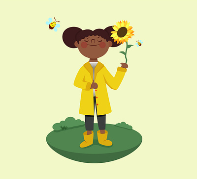 Girl with sunflower design illustration vector