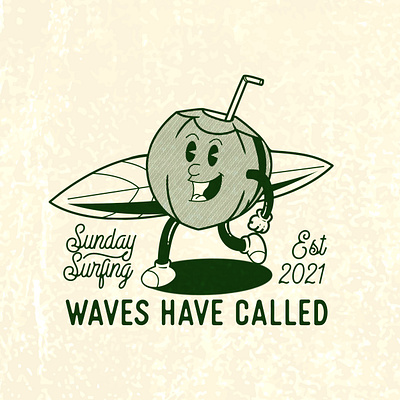Sunday Surfing | Vintage Design T-shirt art branding design illustration lettering logo mascot mascot logo retro retro logo t shirt t shirt design typography vector vintage logo