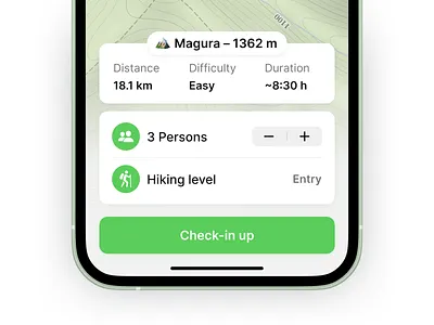 Hiking registration app clean easy green hiking interface ios iphone mobile tourism ui