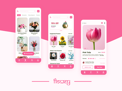 Flowey - Feel the Flowers flower app mobile app design ui