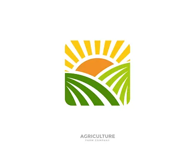 Agricultural agricultural agriculture brand creative design farm farmer farms icon idea identity illustration logo modern natural nature ricefield rural sun sunset