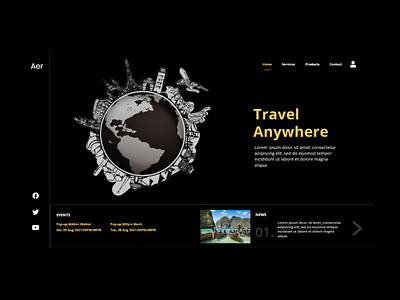 Travel Website Header UI (Black) - Adobe XD adobe xd branding design travel ui website
