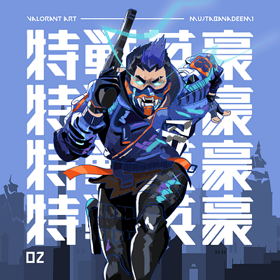 Yoru Valorant anime character flat graphic design il illustration japanese riotgames running valorant vector