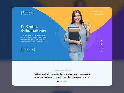 Online tutor personal website app design clean colorful design hero landing personal page slider tutor ui ux web web design website