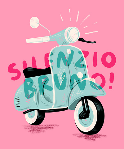 Silenzio Bruno! bruno cute drawing hand lettering illustration italy lettering luca movie pixar silenzio vespa