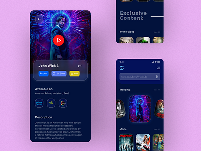 Novict | Searching Platform app design clean creative design hotstar minimal mobile mobile app mobile design mobile ui netflix ott popular prime seach search engine tv series ui ux