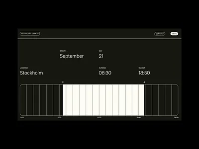 Daylight Display after effects animation calendar dark mode daylight equinox infographic interaction night and day solstice sunrise sunset type web design xd