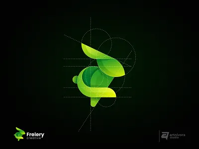 Frelery animal artnivorastudio branding colorful creative design frelery geometry gradient graphic design green illustration jump logo logo awesome logo inspiration modern rabbit technology vector