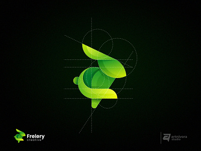 Frelery animal artnivorastudio branding colorful creative design frelery geometry gradient graphic design green illustration jump logo logo awesome logo inspiration modern rabbit technology vector
