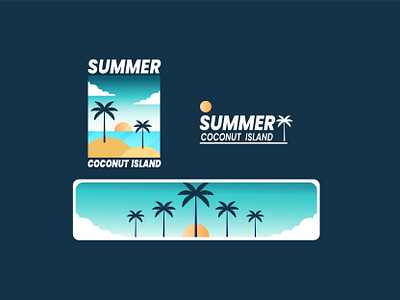 Summer Coconut 3d adventure logo animation badge branding coconut design flat graphic design illustration island line art logo motion graphics retro sea summer tshirt ui vector