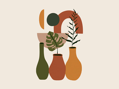 Modern Plant & Vase | Aesthetic Art Print art print artistic artwork botanical design download free art freebie graphic design home decor house plant illustration minimal modern art plant potted plant prints vase wall art wall decor