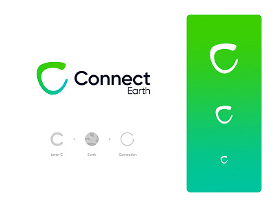 Connect Earth Logo Design: Letter C + Earth + Connection branding carbon footprint carbon logo climate change connect connection logo earth earth logo energy environment global warming globe letter c logo design logo designer minimal logo modern logo nature popular logo startup logo