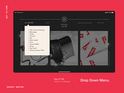 Drop Down Menu 027 app dailyui dailyui027 design dropdown dropdownmenu ecommercesite luxurywebsite ui ux