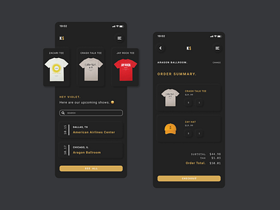 Concert Merch Pre-Order Mobile App app design mobile ui ux