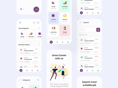 Zoofy - Job searching app! 2021 design app concept app ui app ux best shots best ui best ux design job job finder app job searching app latest design minimal modern popular simplicity trending ui ux ux design