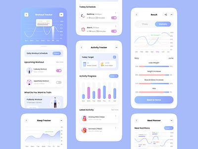 Fitness App Tracker UI design chart clean component dashboard design graph minimalist mobile mobile app stats tracker ui ui component ui ux uiux ux