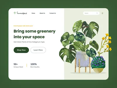 Landing Page - Plant Shop app design landingpage ui uiuxdesign uxdesign website websitedesign