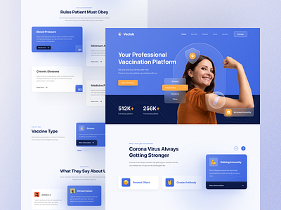 Vaclab - Vaccination Platform Landing Page clean covid covid 19 design figma health healthcare homepage landingpage medic medical pandemic professional simple ui ux vaccine virus web website