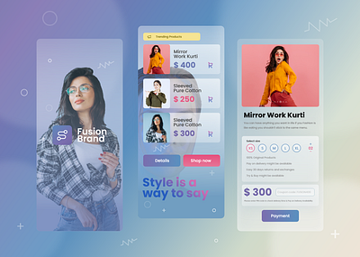 Fashion App - Mobile Design Concept android app app design app interface application design booking app branding concepts design fashion app i illustrator ios app ui ui trend ux design ui design website