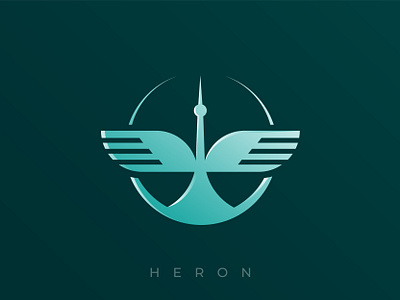 Heron airplane animal bird brand circle cool creative design elegant fly flying heron identity illustration logo luxury modern shape wing wings