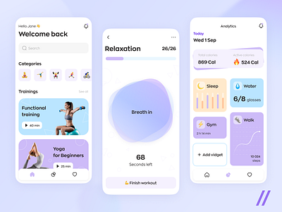 Fitness App app design energy fitness health healthy lifestyle mobile mvp purrweb sport sports app startup strength training ui uiux ux wellness yoga app