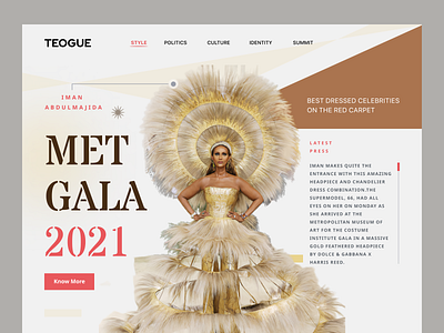 TEOGUE- Met Gala 2021 Concept Landing Page application design fashion figma home interface landing page met gala 2021 news online publication product service startup teen trending ui ux web web design website