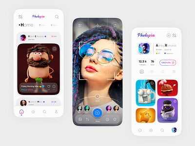 Photopia - Social Media App app chat clean design figma free instagram ios light minimal mobile modern search social social media trend ui uidesign ux