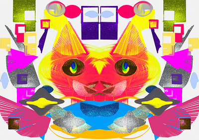 Abstract artwork hyper cat in sci fi world