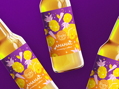pineapple lemonade creative design graphic design hand drawing illustration juice label pineapple lemonade purple vector yellow