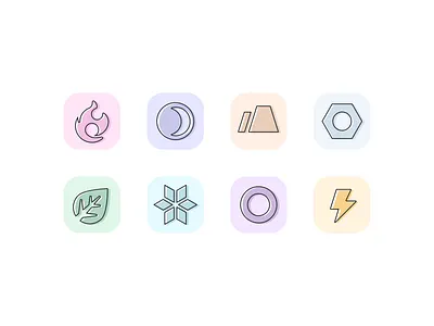 Icon set Pokemon types exploration icons pokemon set