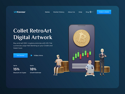 Cryptocurrency Web Hero Exploration 3d 3d art crypto cryptocurrency currency design header hero hero image home page landing landing page page site web web design webdesign